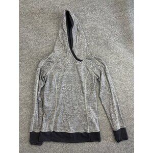 Lululemon Think Fast Hoodie Sweatshirt Womens 6 Grey & Black Heathered Gym Thumb